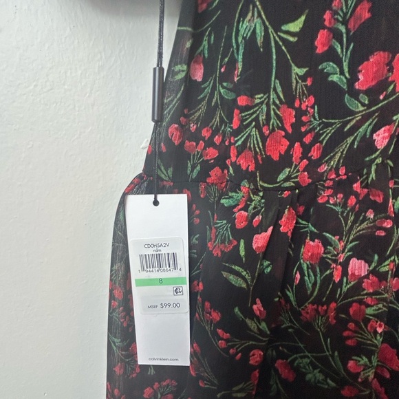 Calvin Klein Women's Sheath 3/4 Sleeve Floral Pleated Dress Size: 8 - Picture 8 of 15